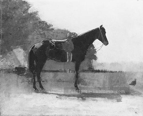 Cheval de selle dans la cour de la ferme réalisme peintre Winslow Homer Peintures à l'huile
